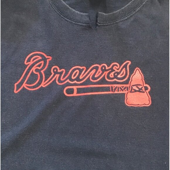 Vintage Atlanta Braves TShirt Gildan XL Navy Short Sleeve Crew Neck Cotton MLB - Picture 1 of 12